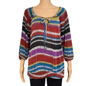 Vintage Suzie Blouse Woman’s Size M 3/4 Sleeve multicolor